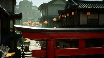 A red building with lanterns hanging from it's roof video