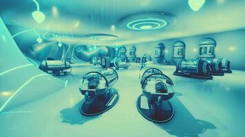 A futuristic laboratory filled with shiny and transparent objects video