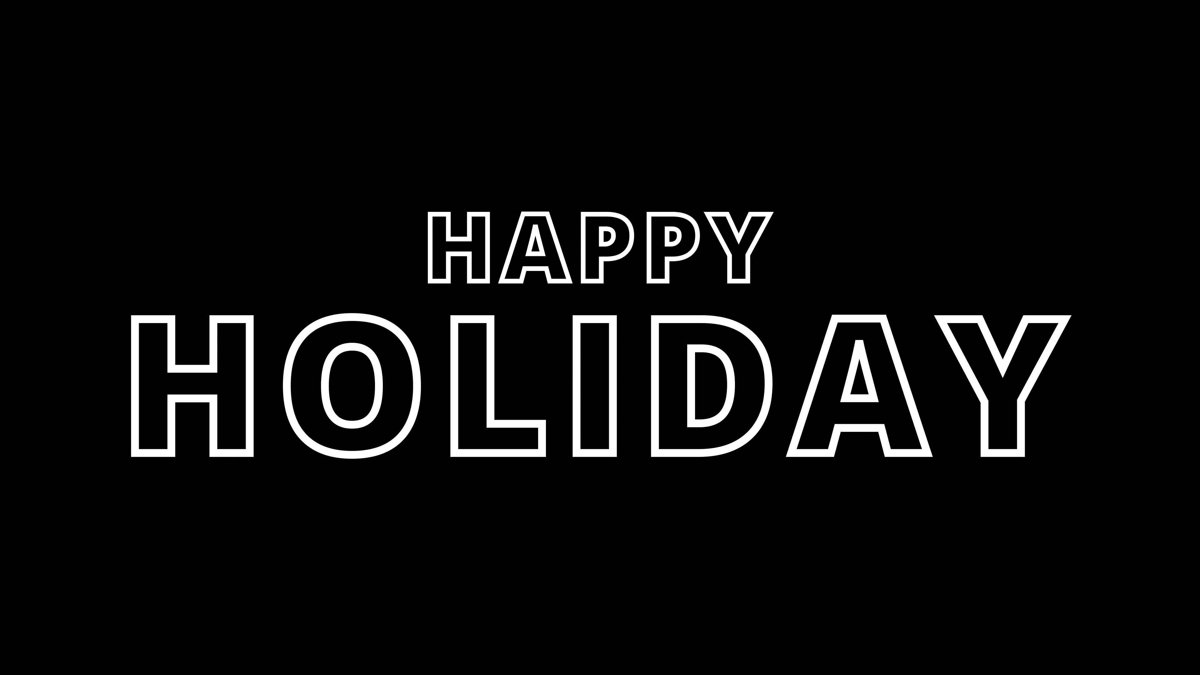 Animated happy holiday with stroke text effect in black and white ...