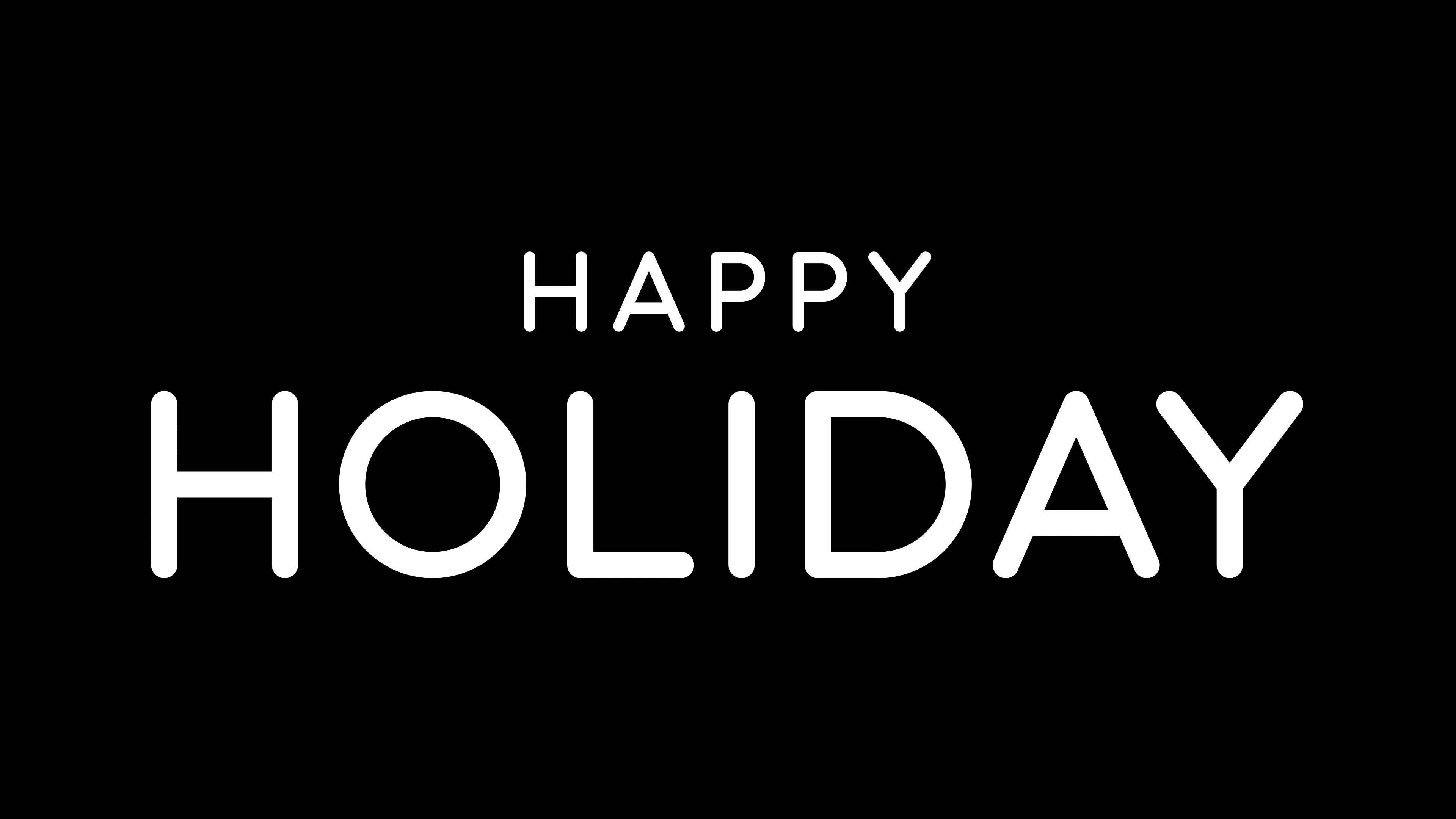 Animated happy holiday with scale text effect in black and white ...