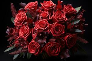 AI generated Red roses forming the perfect symbol of love, engagement, wedding and anniversary image photo