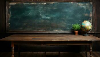 AI generated Large blackboard frame on table, education pictures for website photo