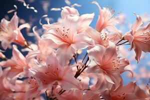 AI generated Dance of petals whirling in the gentle breeze, spring photography photo