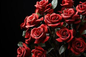 Abstract arrangement of vibrant red roses, engagement, wedding and anniversary image photo