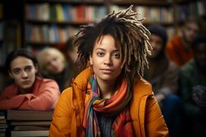 AI generated A diverse library embracing gender inclusive authors, empowering women images photo