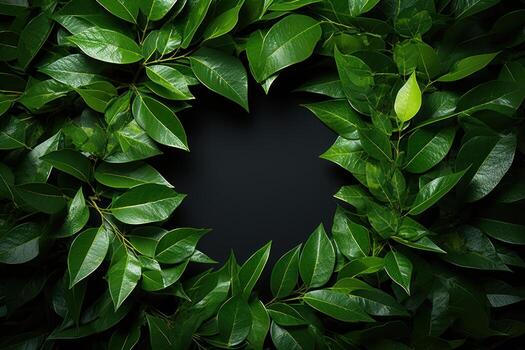 AI generated Clock face constructed from green leaves urging environmental action, environmental concept photo