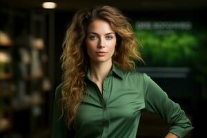 AI generated Sustainable visionary leading green business practices, empowering women images photo