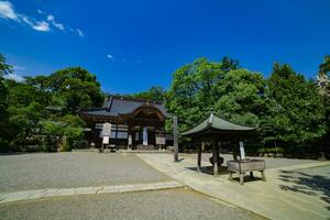 A Japanese traditional temple JINDAIJI at the old fashioned street in Tokyo wide shot photo