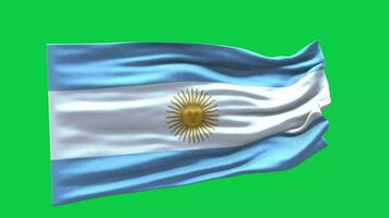 Argentina flag waving  3d render animation motion graphic isolated on green screen background video