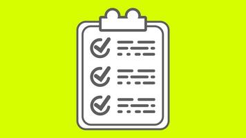 naar Doen lijst klembord papier vel checklist groen scherm animatie. notitieboekje lijst voor planning, productiviteit, taak beheer, tijd beheer, bedrijf dagboek. markering checkbox met controleren en kruis. video