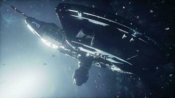 Futuristic concept of a spaceship in the dark universe video