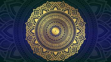Gold Mandala Ornament Hintergrund Schleifen glatt, Arabisch islamisch Stil zum irgendein Zweck rotierend dekorativ Muster mit Zier geometrisch Sterne, Ramadan karem, loopable islamisch Design video