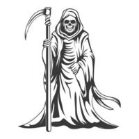 Spooky grim reaper with scythe in hand  skull ghost full body  vector design