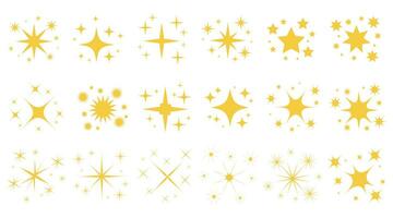 conjunto de oro estrella formas retro futurista brillar íconos recopilación. vector conjunto de y2k estilo. plantillas para carteles, pancartas, pegatinas, negocio tarjetas