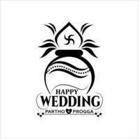 shubh vivah hindi calligraphy logo for wedding invitation card Vector design.