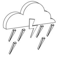 isometric outline icon rainy weather vector