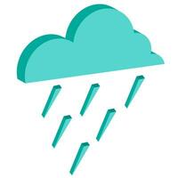 isometric icon cloud with rain vector