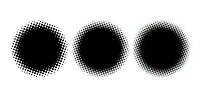 Black circle with halftone effect. Vector illustration.