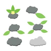 Black clouds due to pollution and green leaves vector