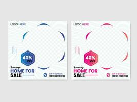 Real Estate Social Media Post Template, Editable Post Template Social Media Banners. vector