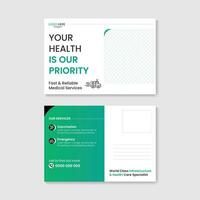 professional medical post card design template, the best healthcare medical post card template. vector