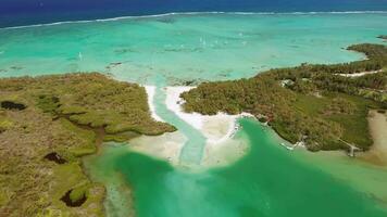 ile aux cerfs ö på de öst kust av mauritius och turkos lagun i de indisk hav video