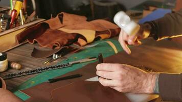 Tanner works with leather video