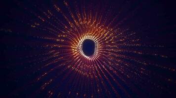 Abstract glowing light hi-tech energy yellow orange electric tunnel frame of lines and particles tunnel futuristic, abstract background video