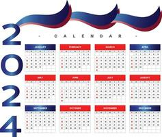 creative and colorful 2024 new year english calendar template vector