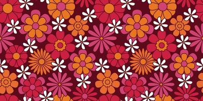 vistoso maravilloso floral sin costura modelo. hippie estético. gracioso multicolor impresión para tela, papel, ninguna superficie diseño. psicodélico fondo de pantalla vector