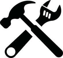 Tool repair and service icon in flat. isolated on Hammer Working Engineering tools icon. Instrument Construction wrench and screwdriver. vector for apps, web