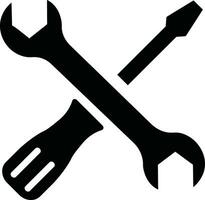 Tool repair and service icon in flat. isolated on Hammer Working Engineering tools icon. Instrument Construction wrench and screwdriver. vector for apps, web