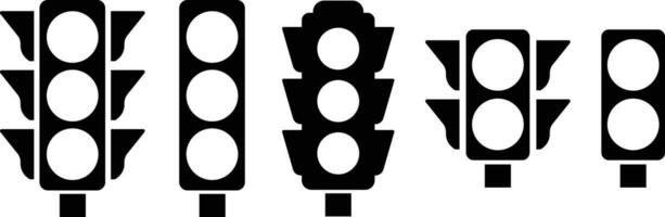 Traffic light interface icon in flat set. isolated in symbol use for Traffic control or stoplights with go light and caution light in vector for apps and website