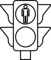 Traffic light interface icon in line. isolated in symbol use for Traffic control or stoplights with go light and caution light in vector for apps and website