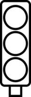 Traffic light interface icon in line. isolated in symbol use for Traffic control or stoplights with go light and caution light in vector for apps and website
