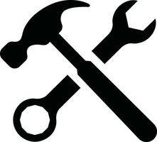 Tool repair and service icon in flat. isolated on Hammer Working Engineering tools icon. Instrument Construction wrench and screwdriver. vector for apps, web