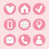 Set of icons that include a phone, heart, and other symbols vector