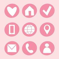 Set of icons that include a phone, heart, and other symbols vector