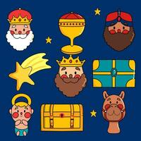 Hand-drawn Wise Men illustration set vector