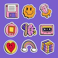 Hand-drawn nostalgic 90s element set vector