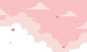 Vector valentine theme with hearts in red sky background