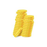 Vector gold coins pile on white background