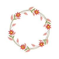 12 Vector hand drawn floral wreath on white background