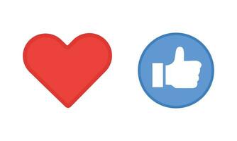 Vector like or thumb up and heart vector modern icons. design elements for social network