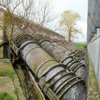 Outlet pipes of a water pumping station. Pipes of large diameter photo