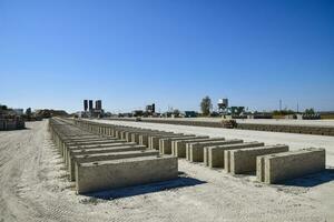 Cinder blocks lie on the ground and dried. on cinder block produ photo