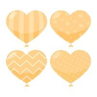 Vector hand drawn yellow heart balloon collection on white background