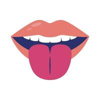 vector mouth pop art and tongue icon isolated