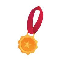 Vector golden medal with star icon in a flat design