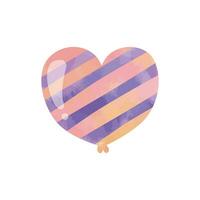 Vector watercolor card with flying balloons in shape of hearts and textures, valentine concept